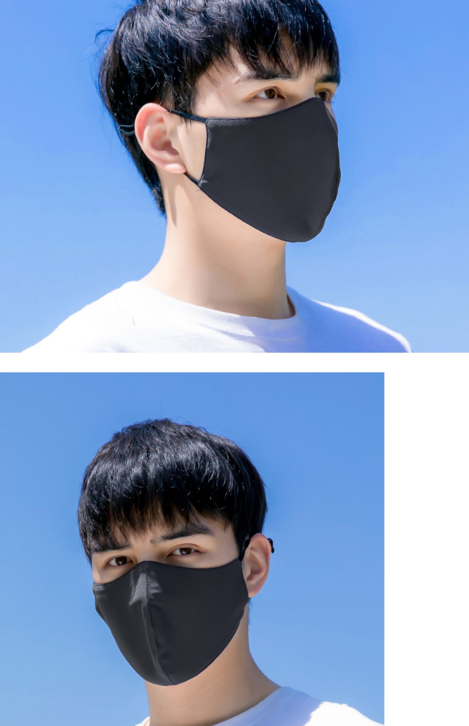 南极人 口罩夏季新款防晒口罩男夏季防紫外线凉感透气男士黑色立体布