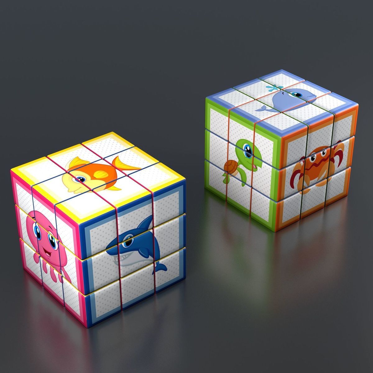 趣味卡通魔方原创图案早教开发智力拼图动漫三阶套装益智 款式16