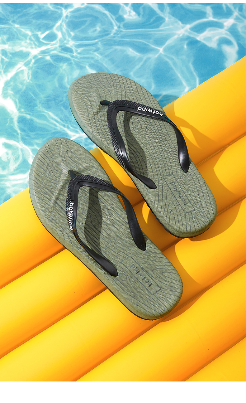 热风人字拖男2022年夏季新款男士时尚拖鞋男拼色平底室外凉拖01黑色m