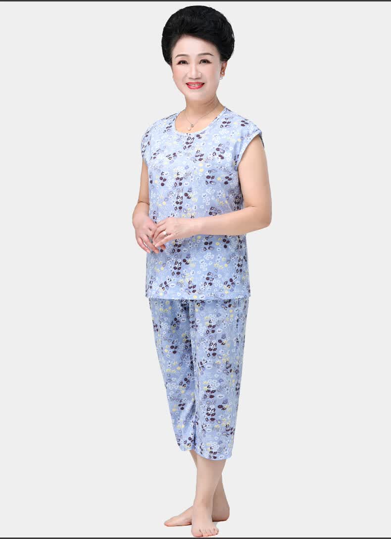 春织中老年人妈妈纯棉背心女无袖t恤汗衫老人背心老太太奶奶夏季薄款