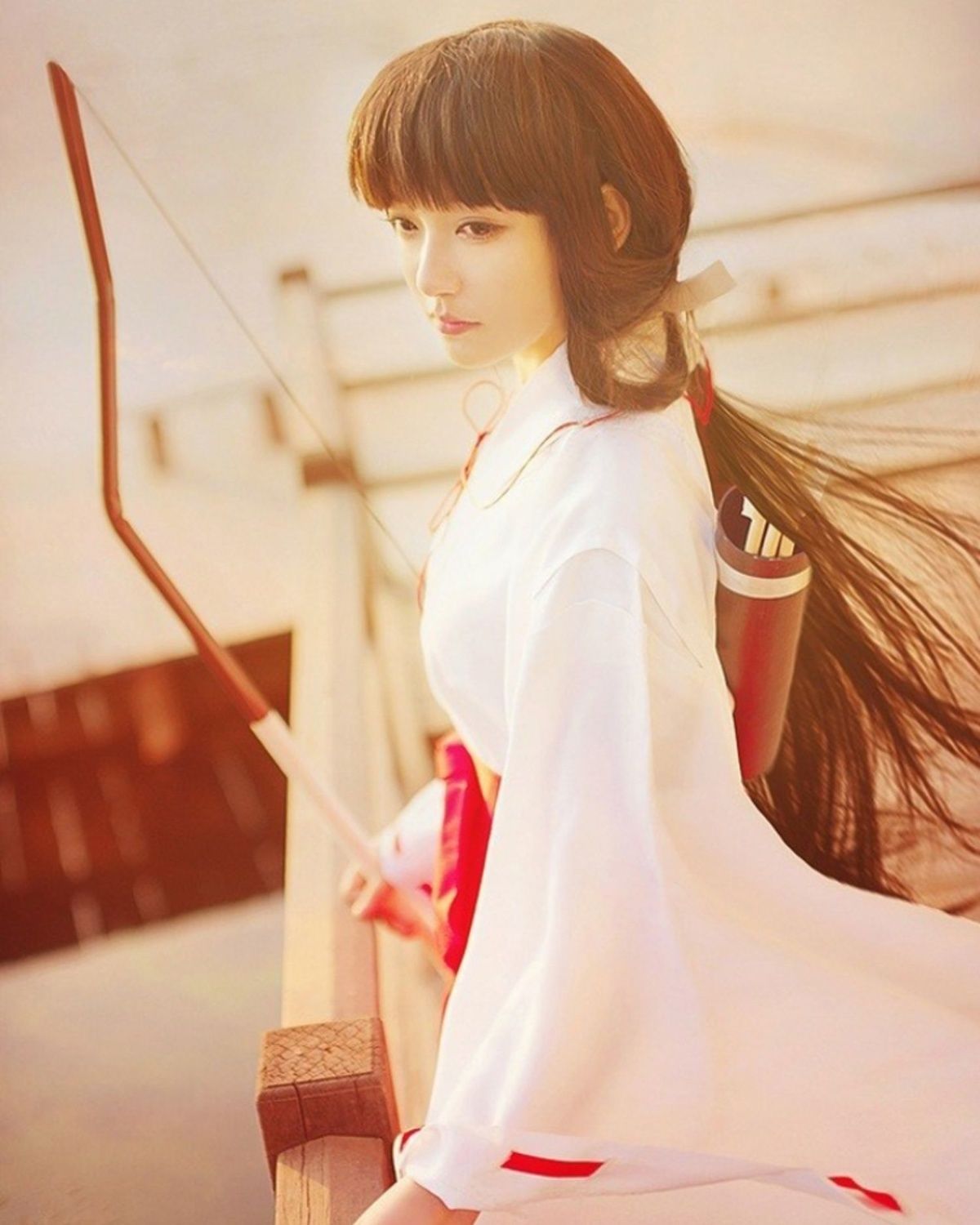 全套犬夜叉cosplay服装桔梗cos服和服动漫巫女服服装袜子m160