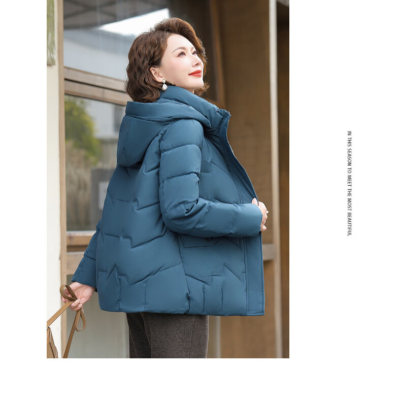 Hengyuanxiang Middle-aged Mom Winter Mid-length Down Cotton Jacket Thickened Fleece-lined Coat for Middle-aged and Elderly Women 12