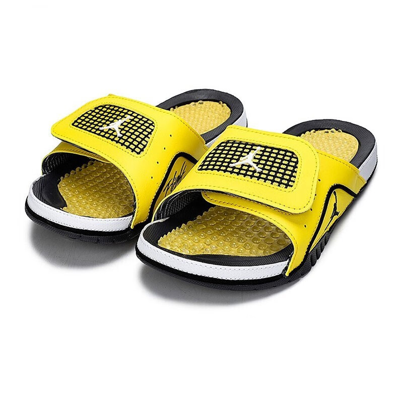 nikeairjordanaj4黑黄电母4魔术贴防滑运动休闲拖鞋dn4238701dn