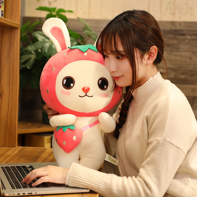 糖果色梦幻水果兔子公仔毛绒玩具小兔子布娃娃玩偶儿童生日礼物菠萝80