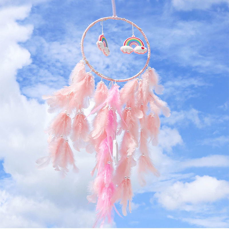 少女心捕梦网风铃挂饰房间装饰品ins卧室布置送女生生日礼物 意中人粉