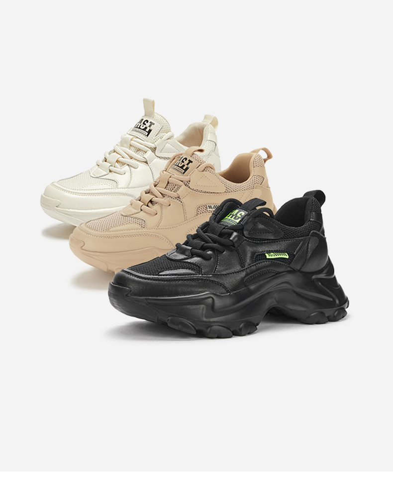 热风老爹鞋女2021年秋季新款厚底潮酷运动休闲鞋女03米色37正码