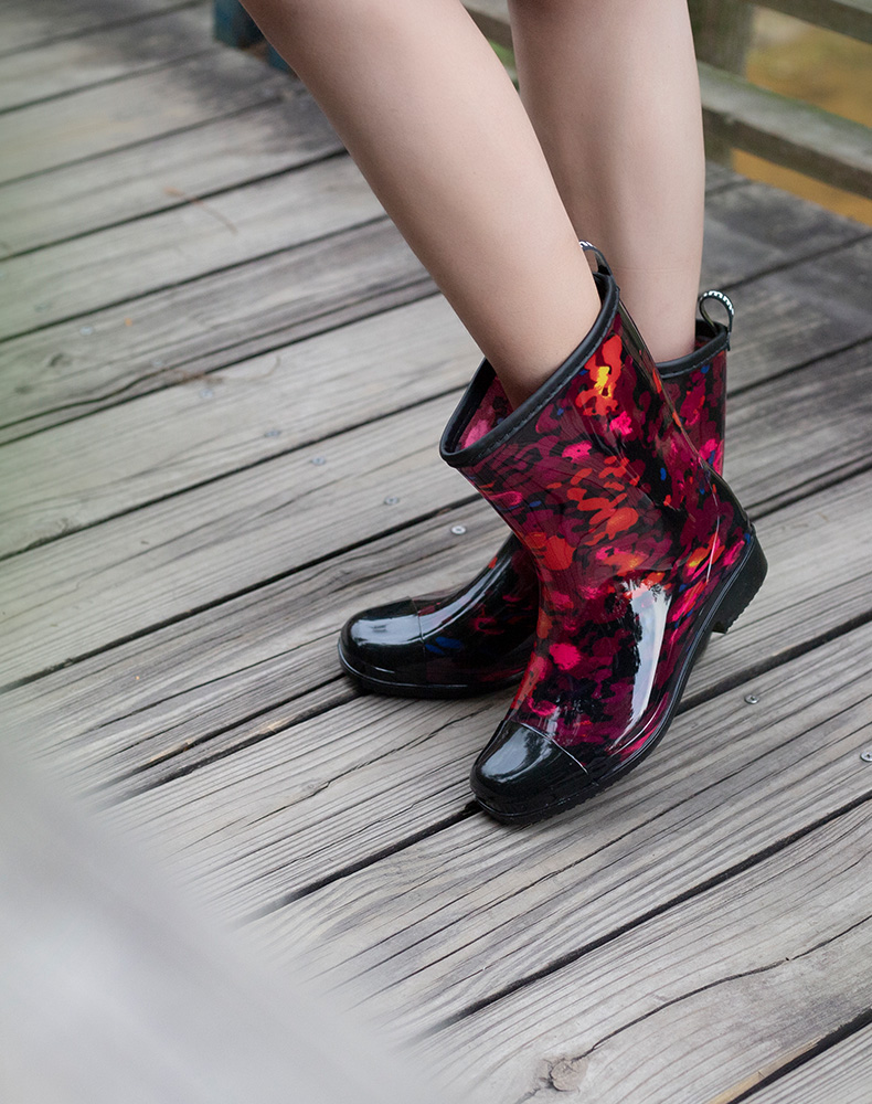 女士雨鞋中筒女高档防滑雨靴加棉绒保暖防水半筒水鞋子女胶鞋女式水靴