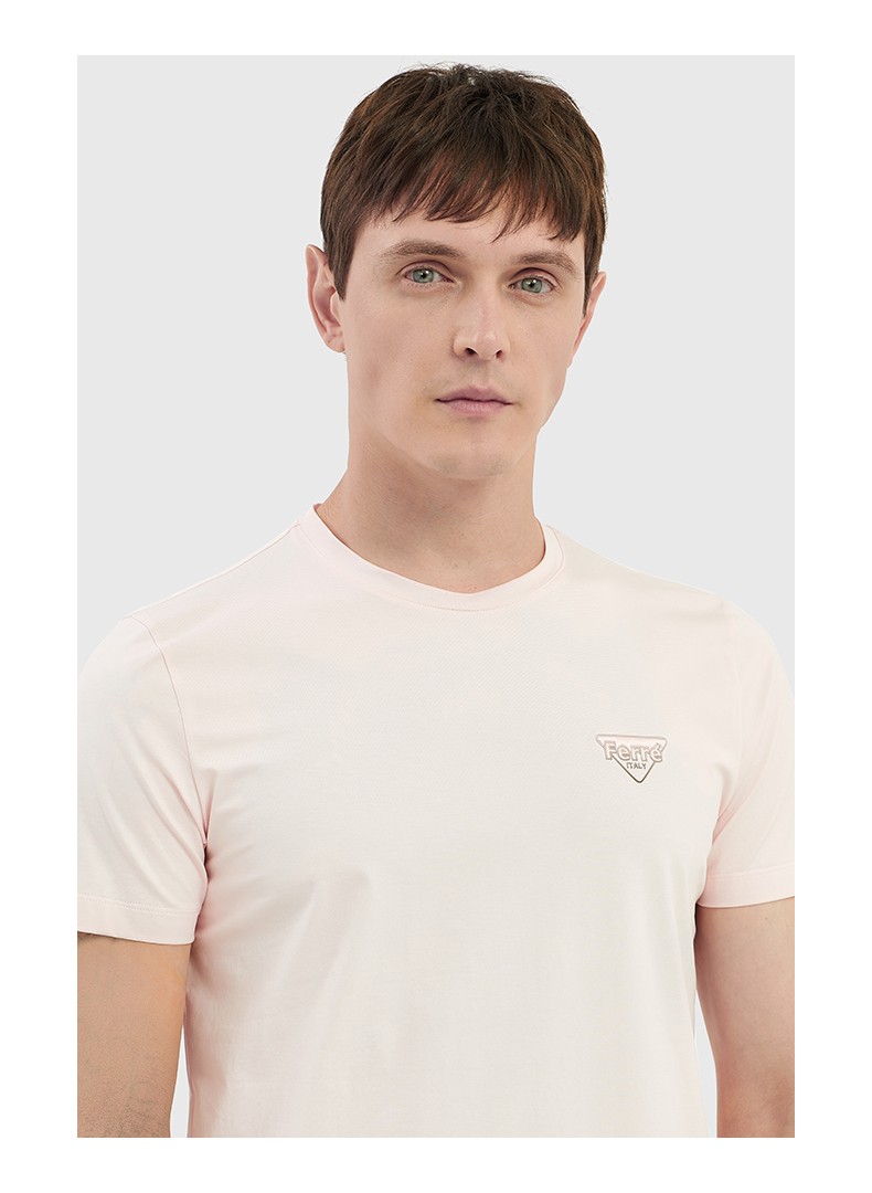 ferre费雷奢侈品男装夏季刺绣短袖t恤男士新品轻奢休闲圆领体恤衫黑色