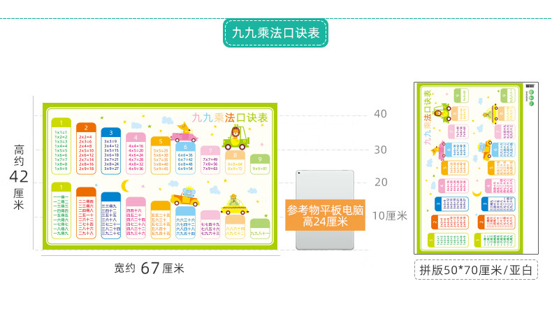 九九乘法表二年级数学九九99乘法乘除法口诀表墙贴小学教具背诵神器