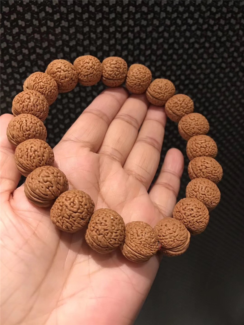 矮桩柳叶脐蚂蚁纹桃核手串手链桃胡矮桩密纹桃核佛珠 1.9*1.45 19mm