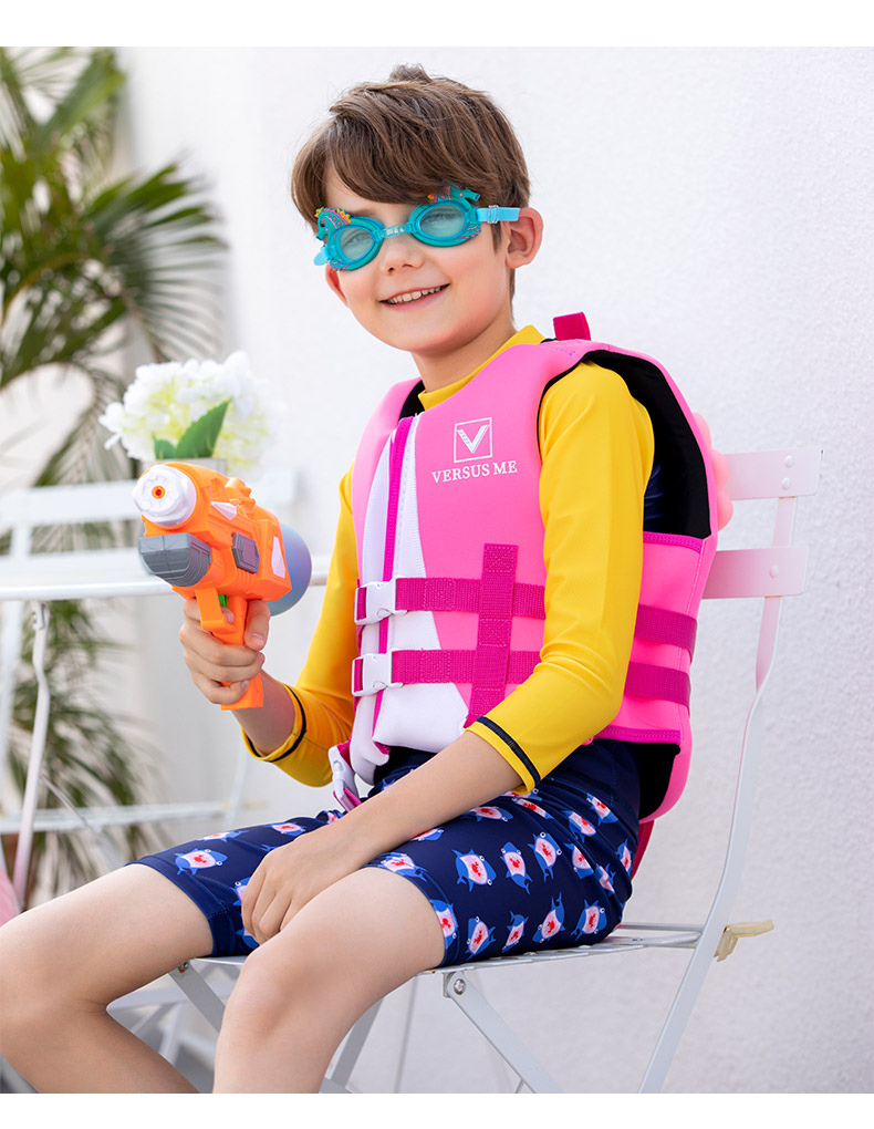 newao可爱儿童救生衣防溺水卡通宝宝学游泳马甲大浮力背心橙色小蜜蜂