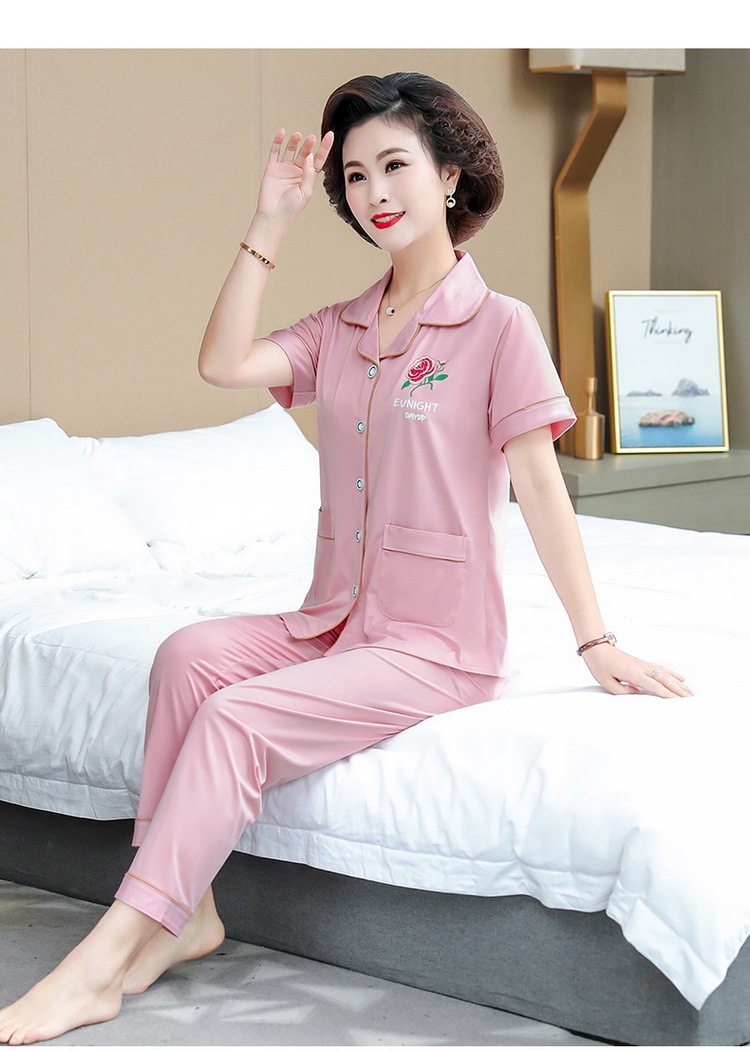 南极人睡衣女夏季中老年短袖纯棉优质新疆棉妈妈睡衣夏天薄款中年加大