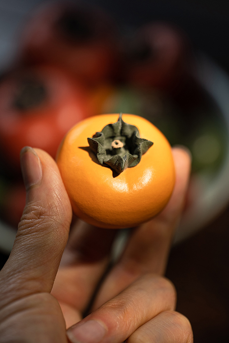 紫砂茶宠柿子摆件紫砂西红柿仿真茶宠红黄青柿子事事如意手工雕塑水果