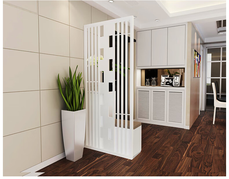 居佳丽客厅玄关隔断柜屏风座屏鞋柜双面柜镂空烤漆白色现代简约gd126