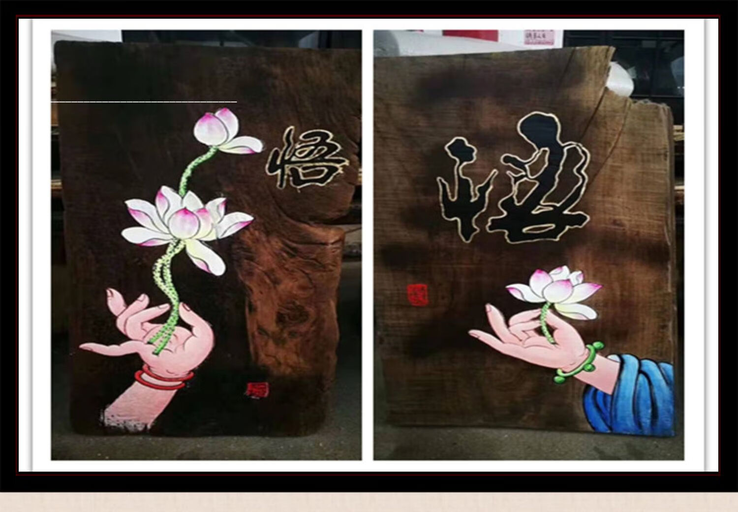 木板画手绘复古装饰画风化香樟木头画禅意背景画会所酒店工艺挂画白色