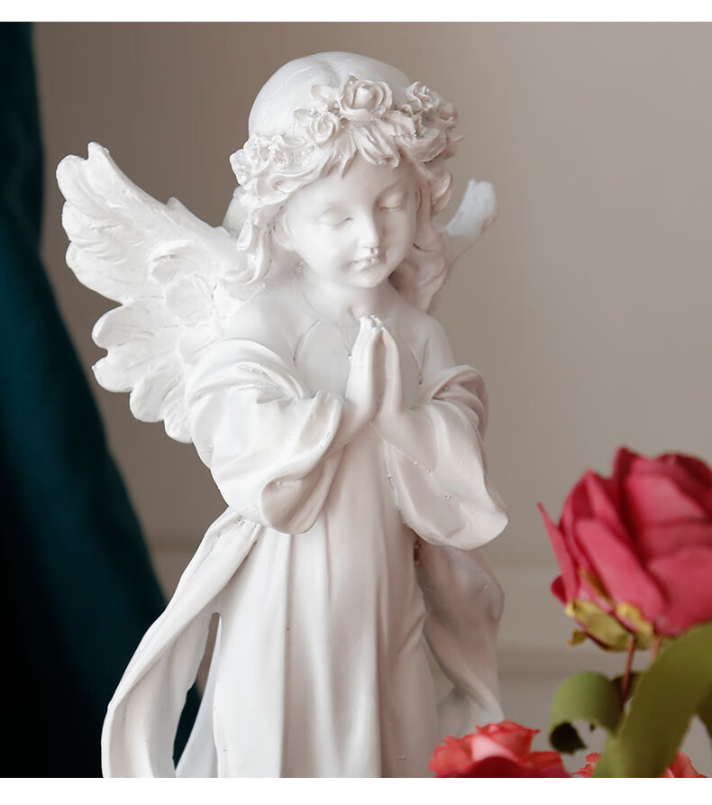 左右季北欧复古祈祷少女天使雕像摆件家居客厅桌面摆设软装饰品拍照