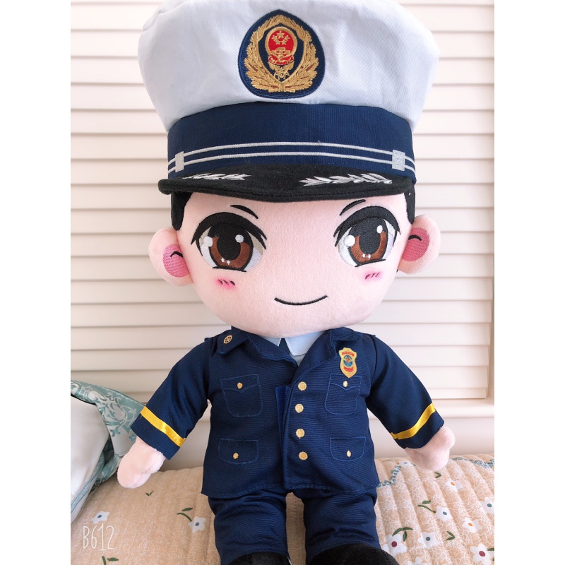 定制消防员公仔火焰蓝娃娃毛绒玩偶军恋情侣军人蓝朋友生日礼物 抢险