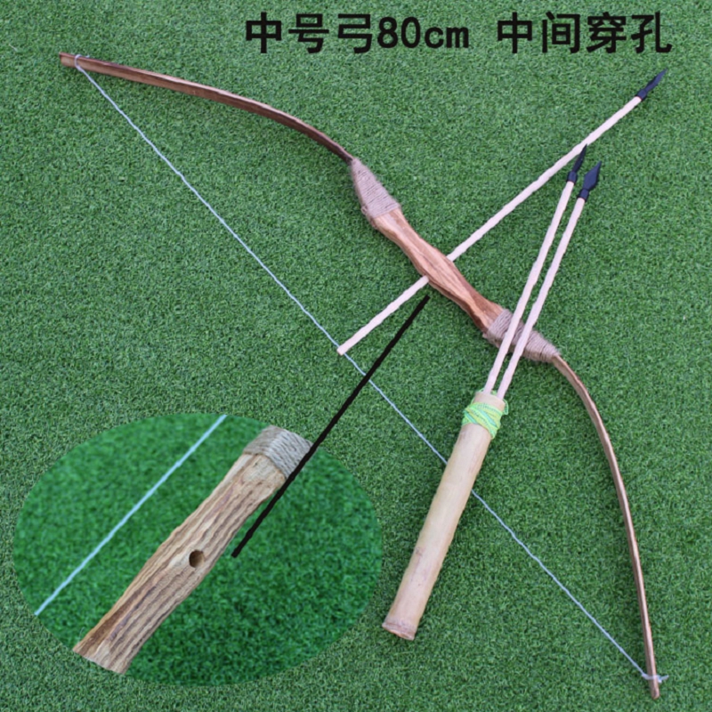 木制弓努玩具 儿童弓箭道具吸盘弓箭竹制木质弓箭cosplay道具后裔摄影