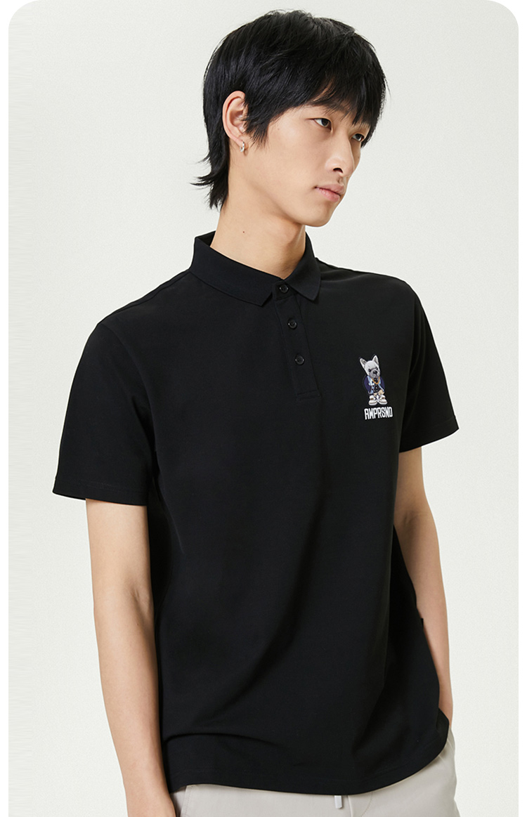 jackjones傑克瓊斯卡通狗冰氧酷面料polo-shirt222206062 e40黑色 170