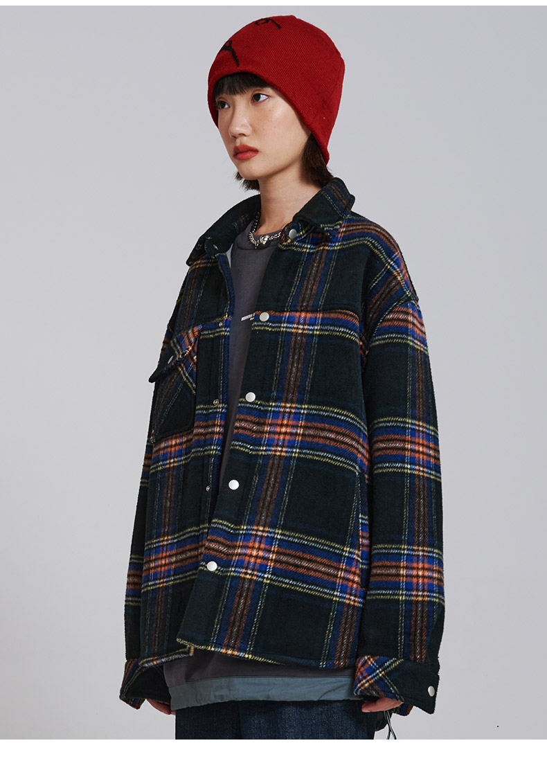 mogao摩高男装夹克 时尚条纹毛呢夹克休闲夹克外套#711246035 黑色 xl