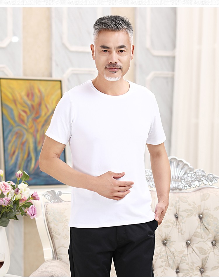 菲莱蒂儿中老年t恤男老头汗衫纯棉全棉短袖圆领老人背心文化衫汉衫