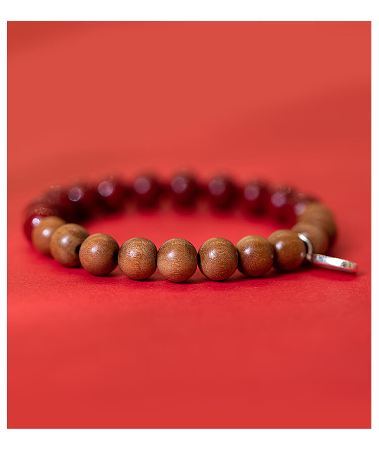 anti 老桃木朱砂手串珠子女士原矿紫金砂本命年木质手链女款手镯时尚