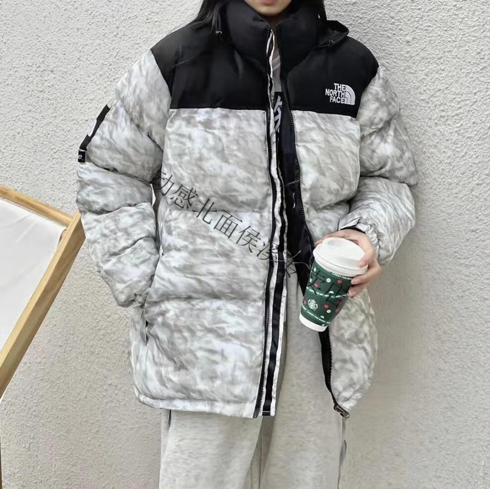 动感北面冬季tn高版本皱纸羽绒男女同款加厚情侣潮流面包服外套 灰色