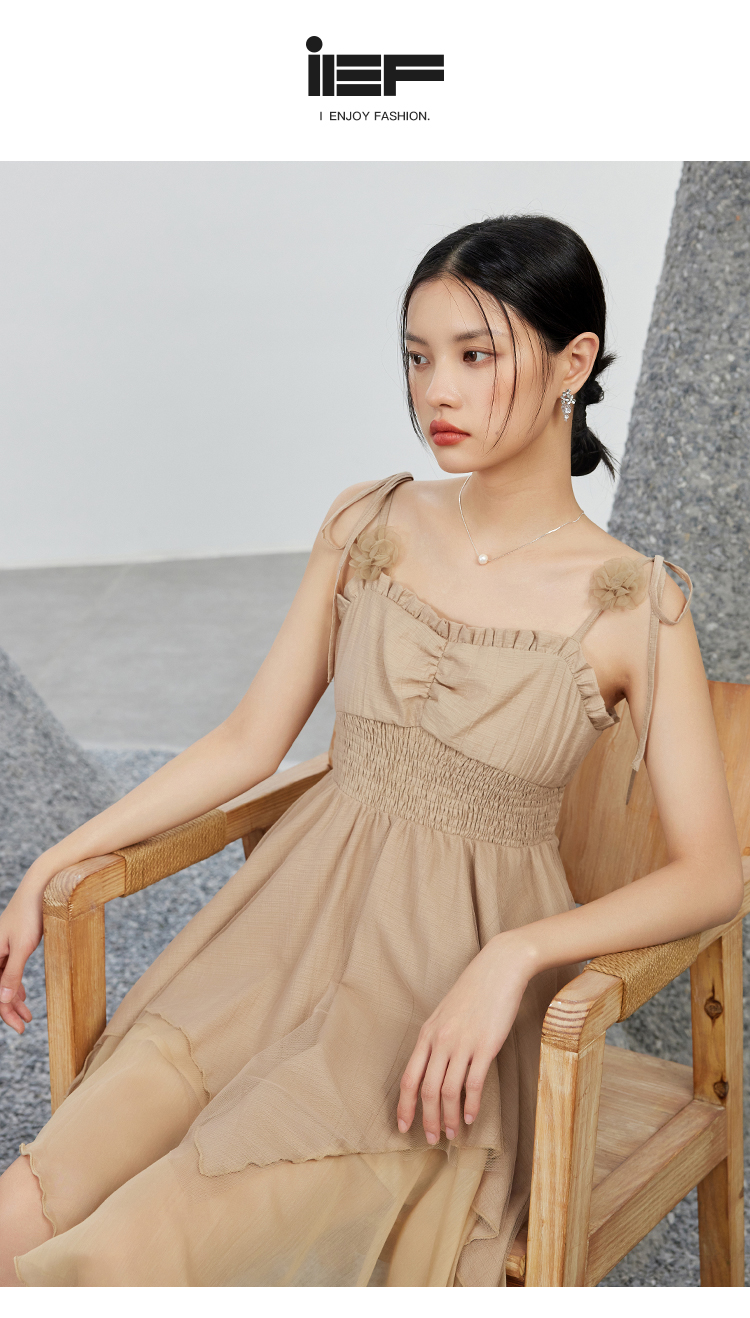 ief/爱依服连衣裙2022年夏季新款诧寂风不规则小众超仙绝美小裙子3430