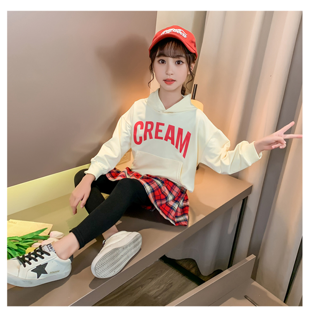 童装女童套装春秋2021新款韩版洋气中大童时髦十岁女孩两件套潮衣米