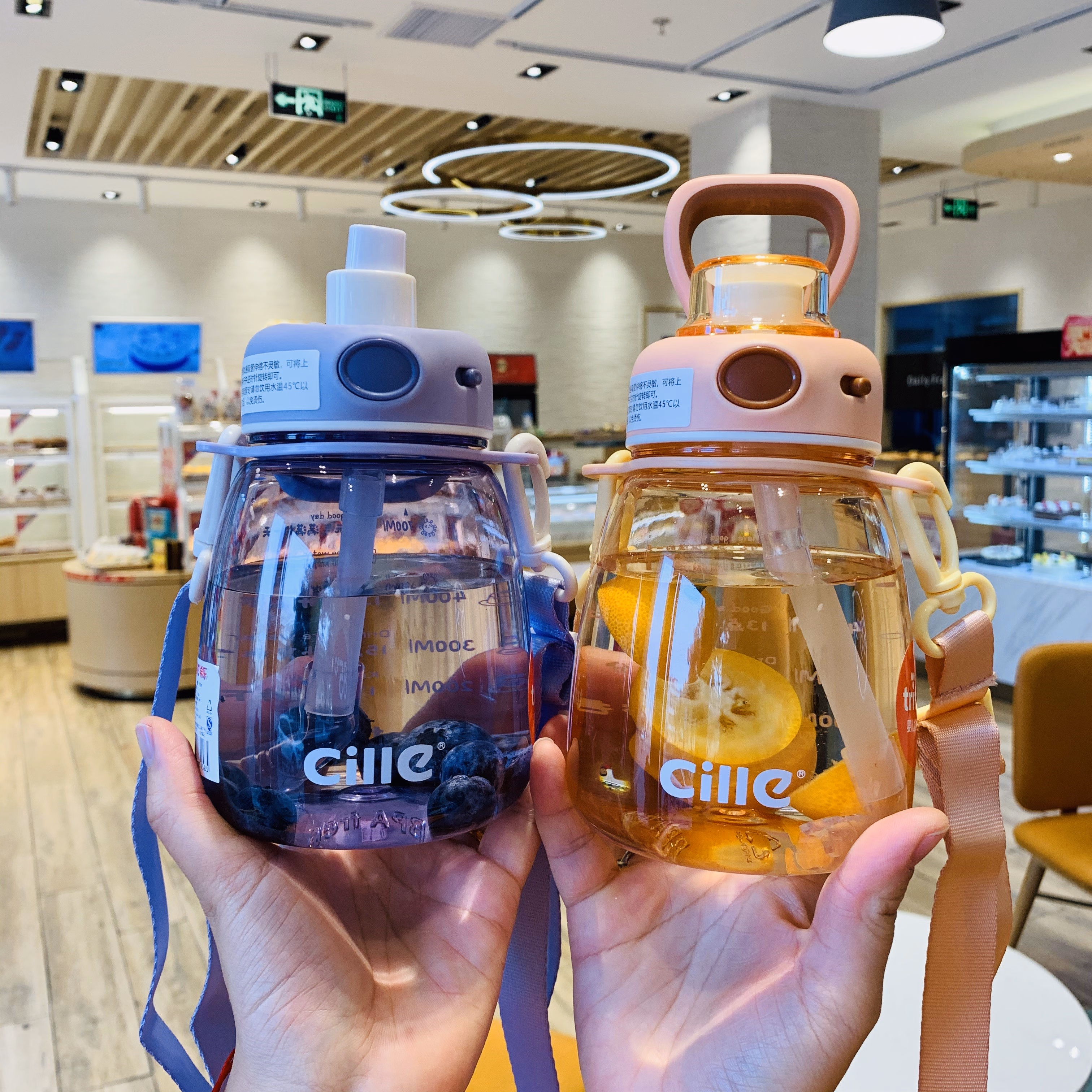 特百惠2022新款cille希乐塑料水杯700ml小肚杯女儿童学生男 700ml粉色