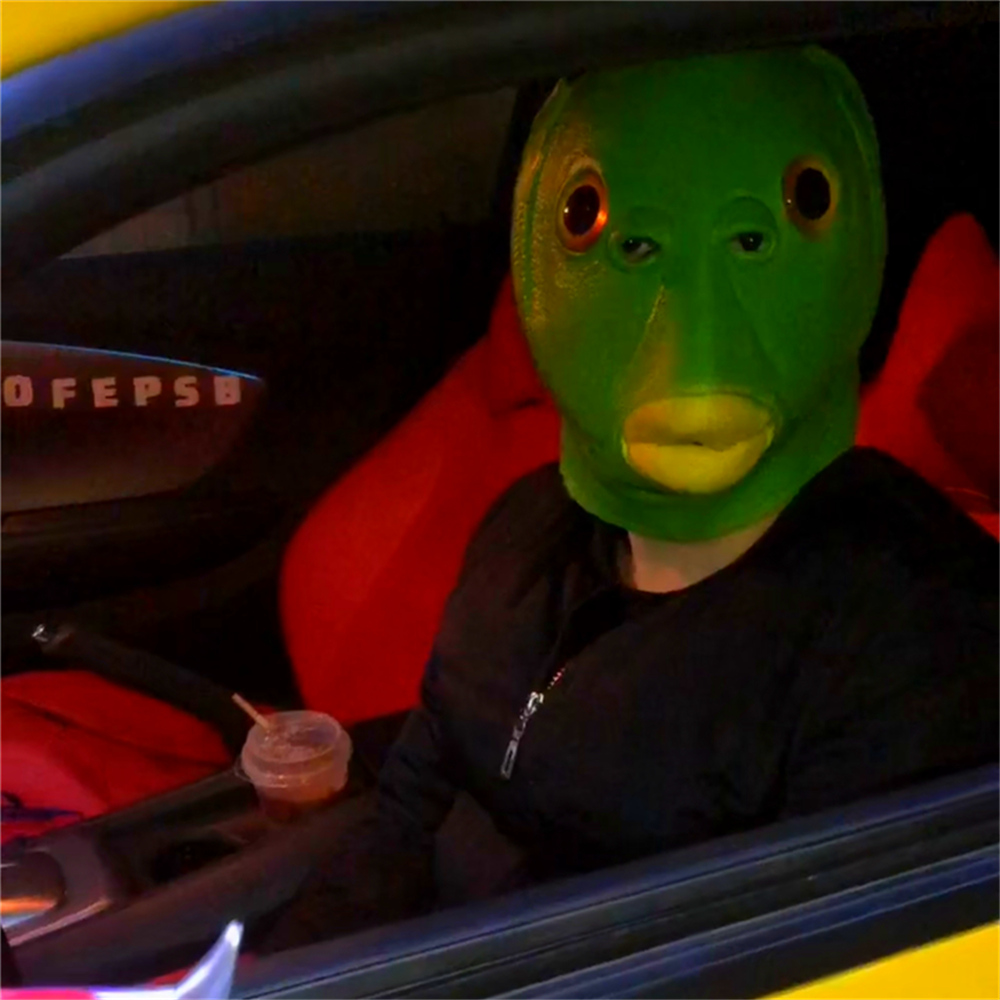 抖音同款创意礼品抖音绿头鱼头套绿鱼人头套面具鱼头怪绿鱼人搞笑网红