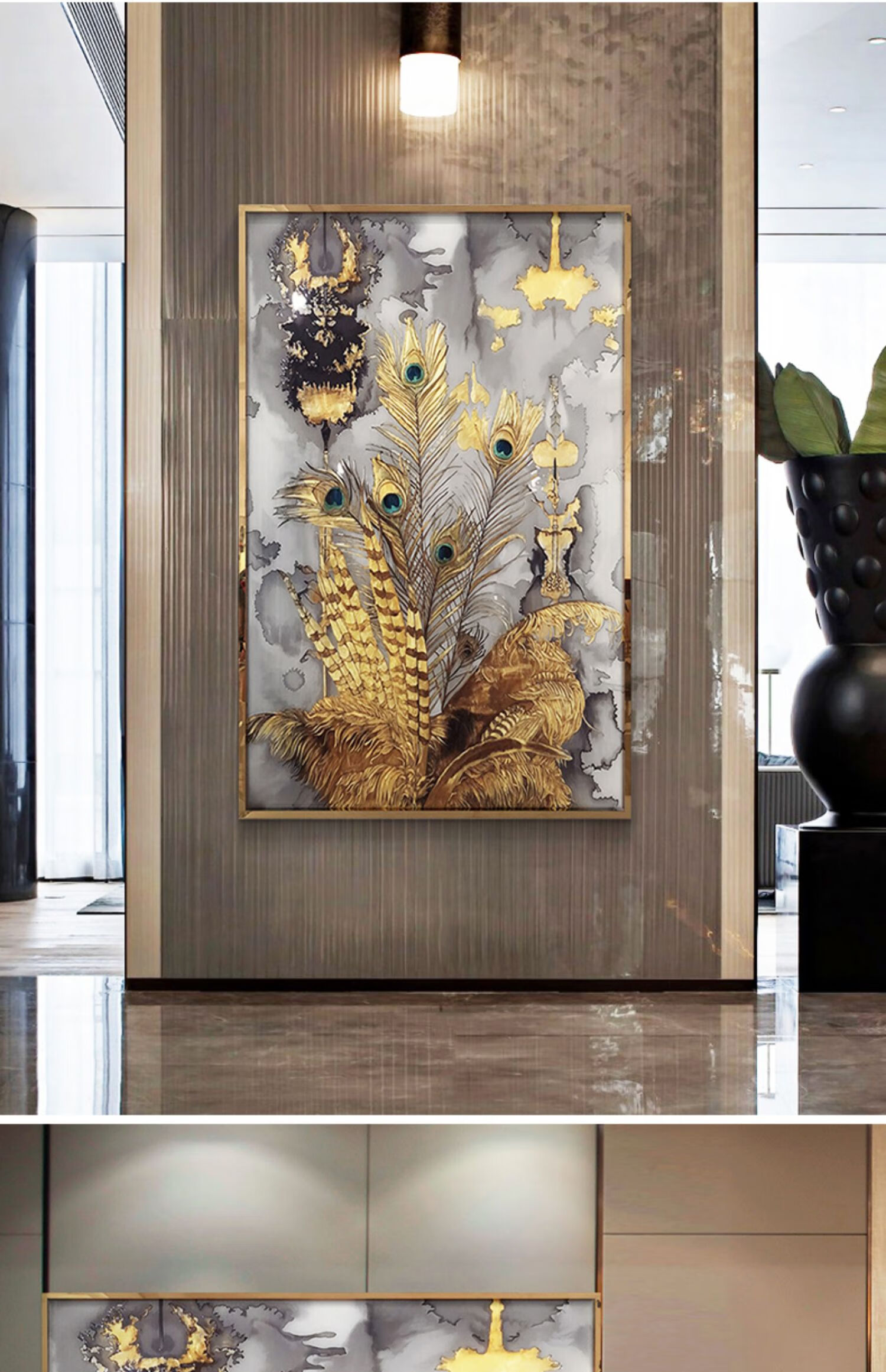 瑞尚甲门jiamen手工珐琅彩装饰画客厅玄关轻奢壁画门厅入户大气挂画