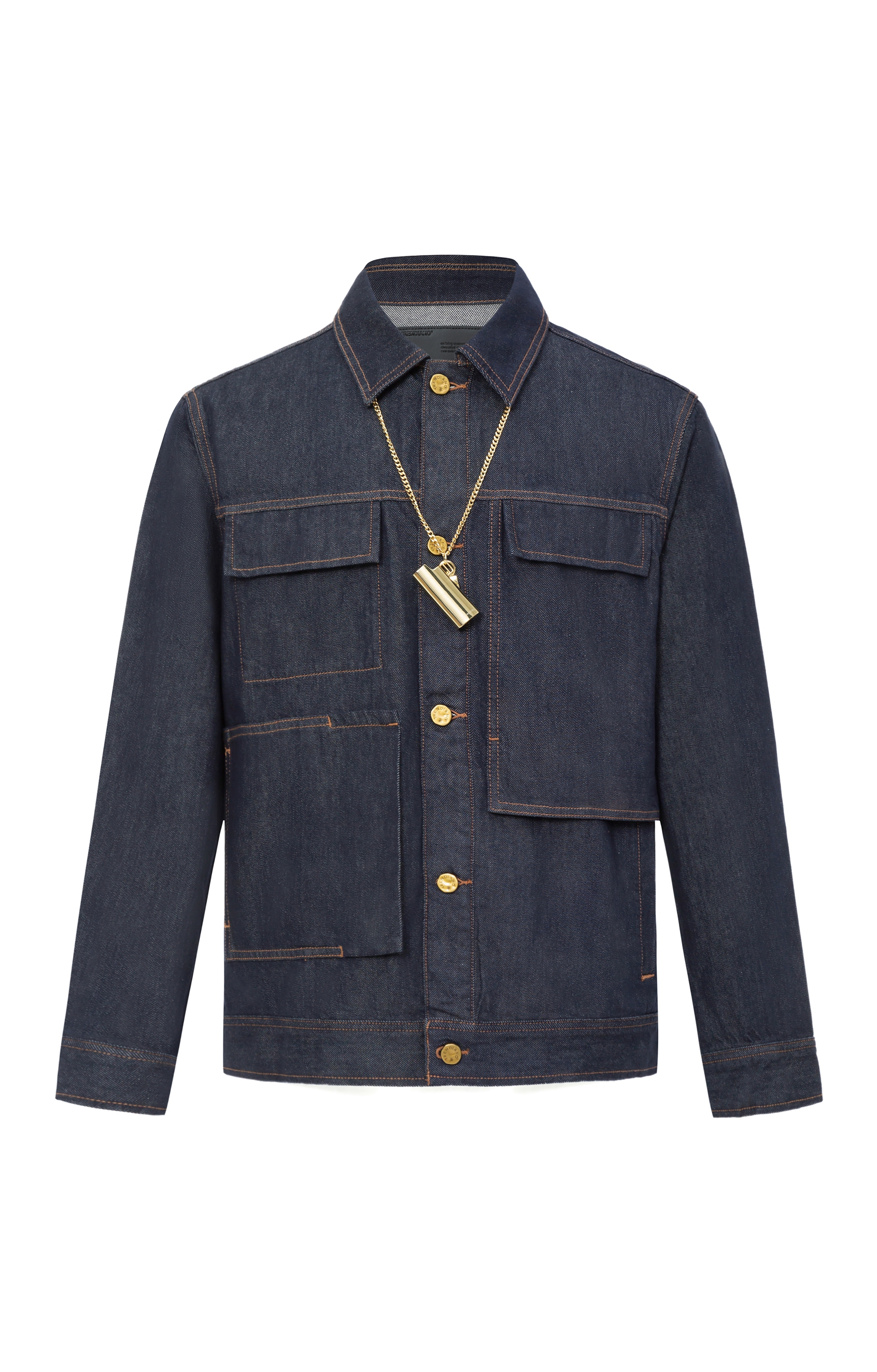 trendiano2021新款秋季男装链条全棉工装牛仔夹克外套3ne3094380 深蓝