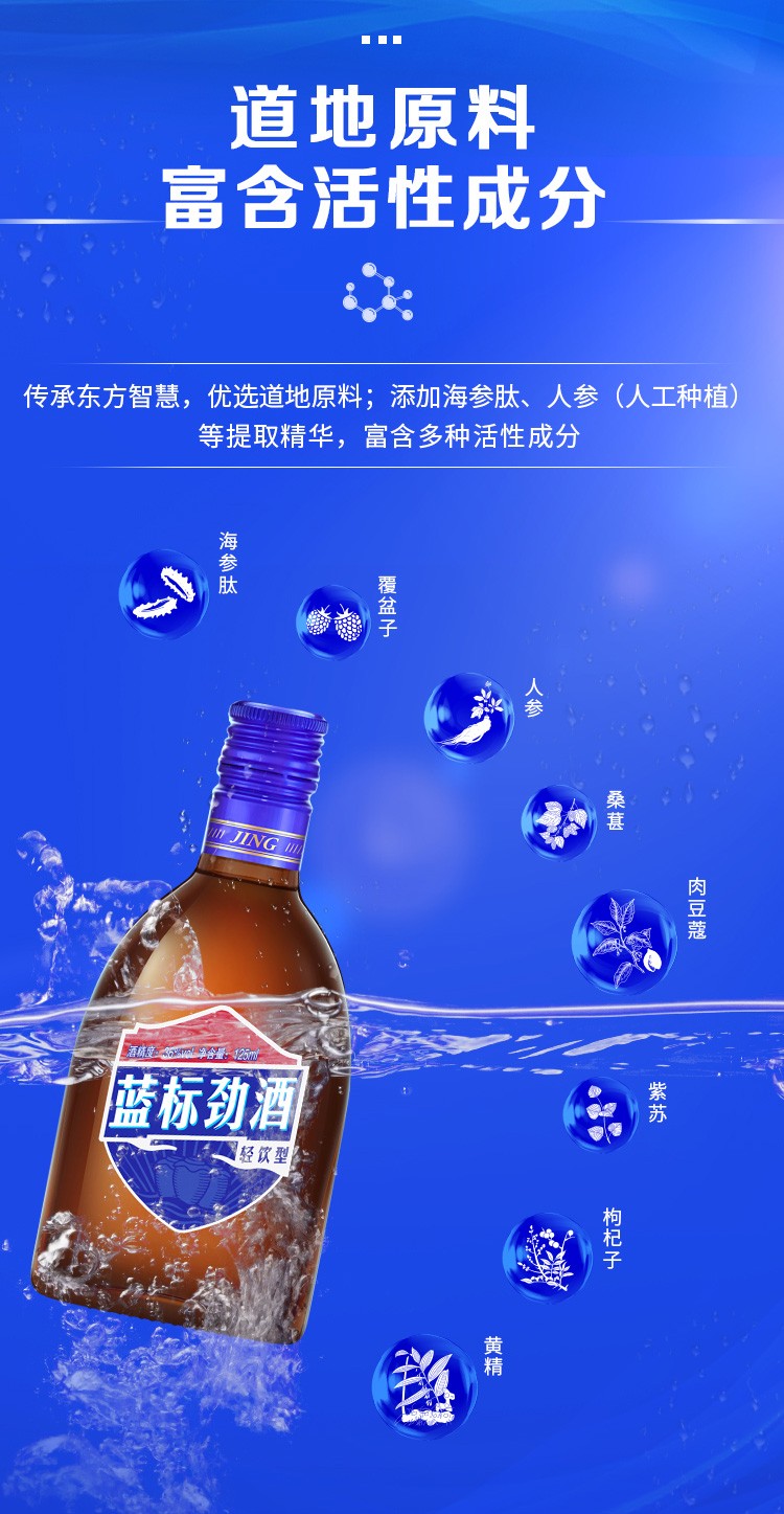 劲牌 劲酒 蓝标劲酒 36度 125ml 6瓶装