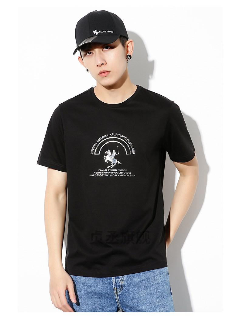 抖音同款sywpaulopedro保罗彼得新款丝光棉短袖t恤圆领上衣羽俙碧