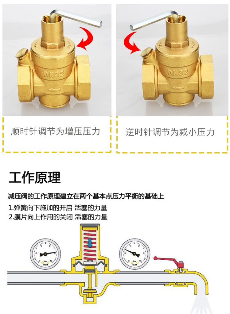 自来水减压阀家用可调式稳压阀净水器热水器内外丝恒压阀门4分6分dn15