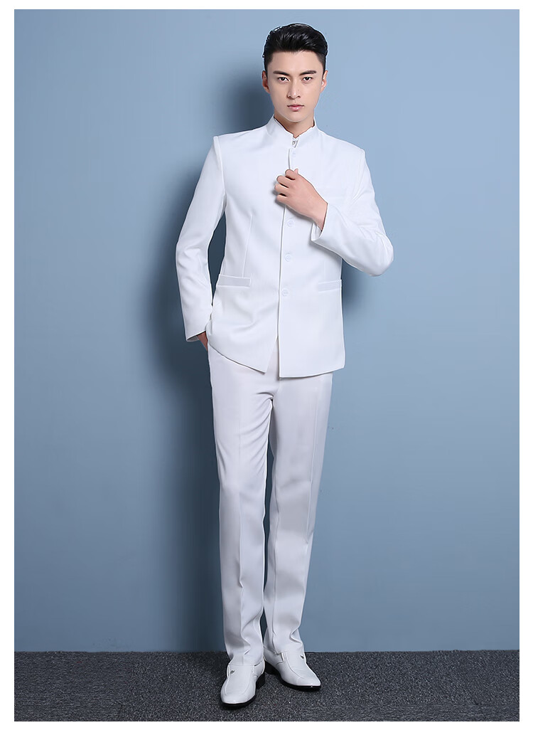 中山装年轻款男士修身中华立领学生套装五四青年装中国风西装民族服