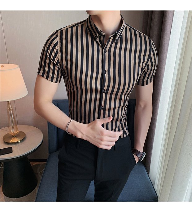 海澜之家旗下品牌aex男士衬衫短袖休闲修身韩版潮流帅气夏季薄款商务