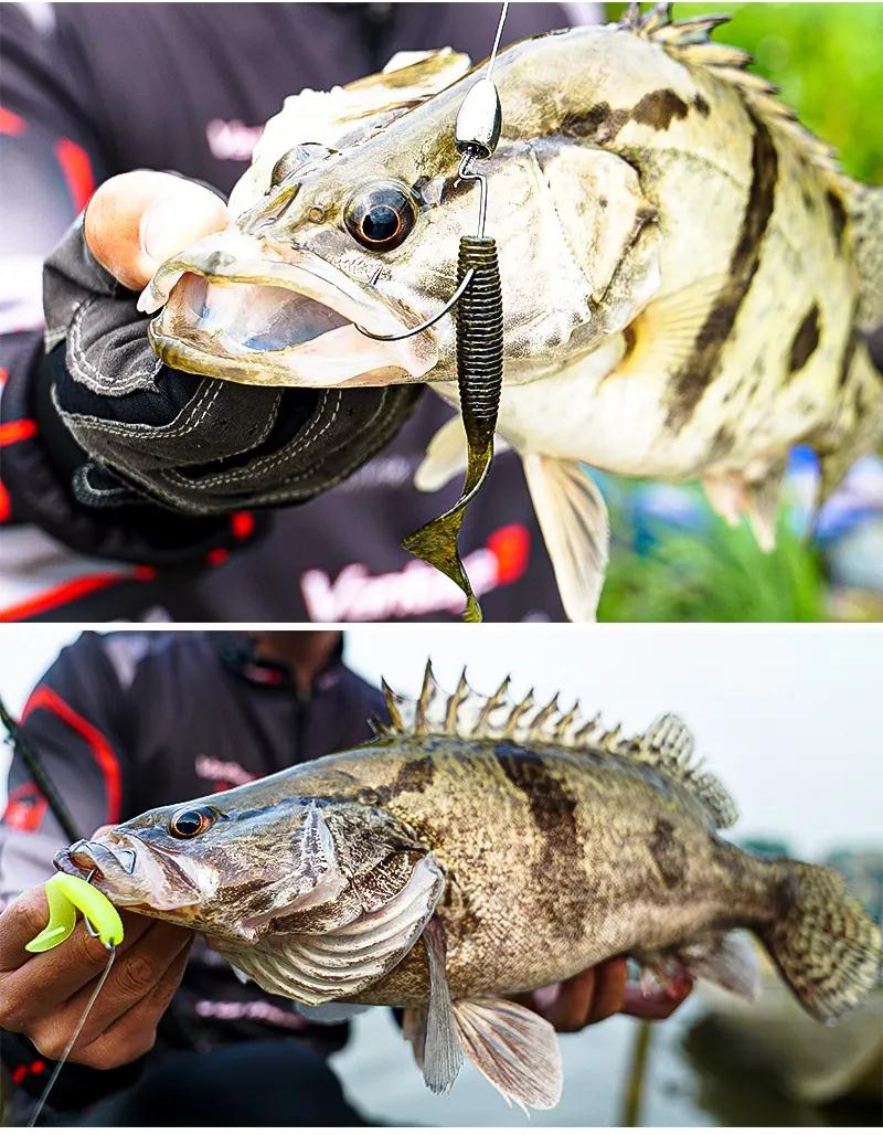 领峰狂口卷尾蛆路亚软虫饵江河水库垂钓鳜鱼鲈鱼倒钓假饵德州钓饵南瓜