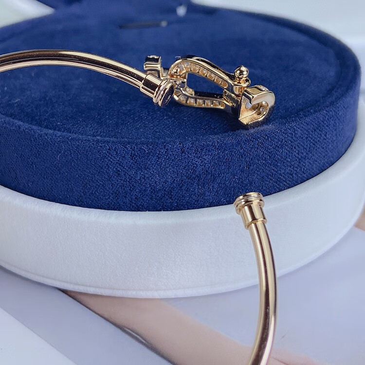 手镯女银小众航海8字马蹄扣玫瑰金男网红情侣款 满钻马蹄扣银色-17号