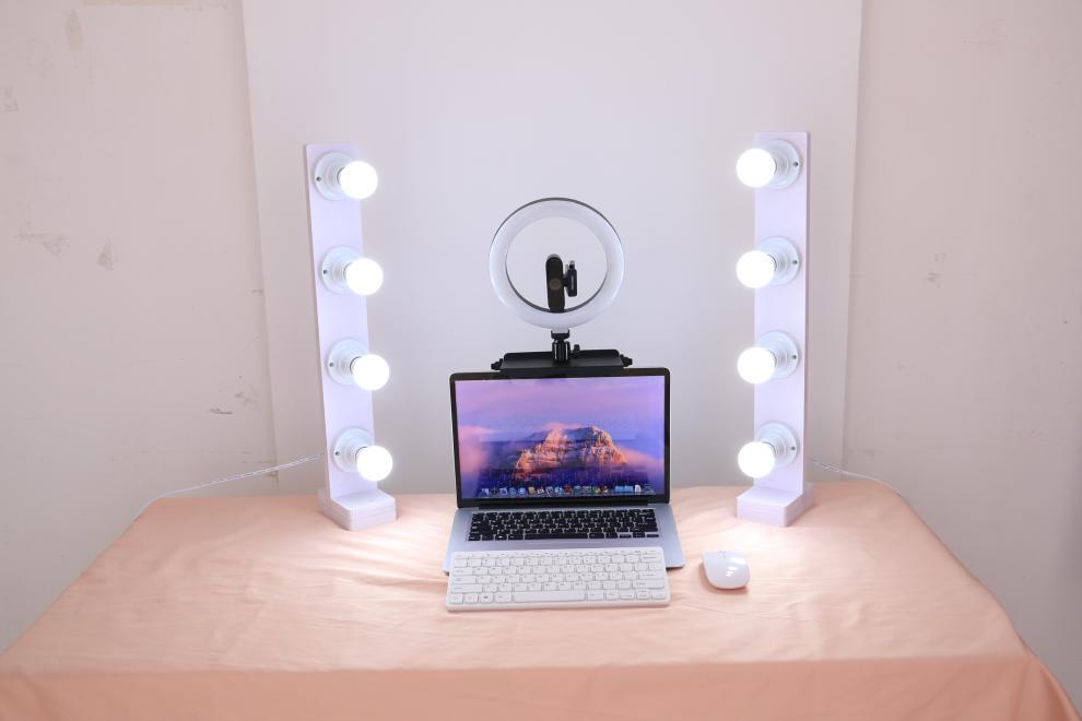 电脑直播补光灯主播专用双排美颜灯手机桌面视频打光柔光四排排灯直播