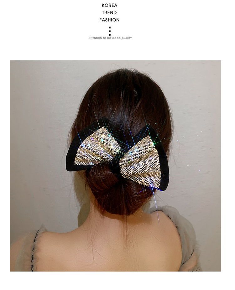 siccsaee氛围感水钻魔术扭扭夹盘发器懒人网红盘发器蝴蝶结丸子头黑色