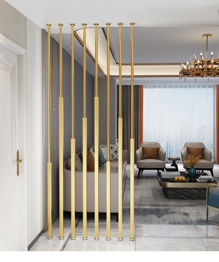 客厅铁艺隔断格栅屏风竖条家用轻奢铁艺创意玄关装饰卫生间金属立柱免