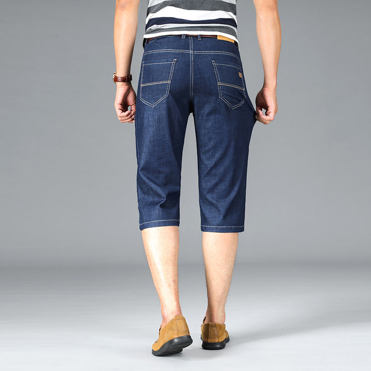 皮尔卡丹旗舰官方店冰丝牛仔短裤夏季薄款八分裤宽松直筒男士休闲8分