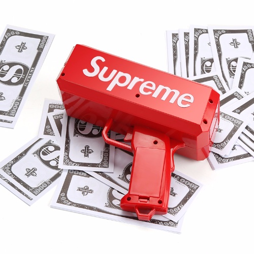 supreme枪喷钱手抢钞票抢撒钱抖音网红玩具喷钞机superme枪吐钱机充电