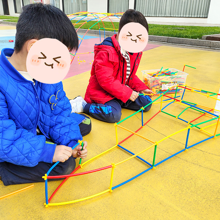 星期树立体搭建吸管积木幼儿园几何建构搭建中大班材料玩教具软管拼插