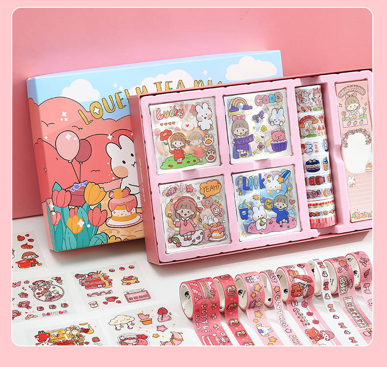 套装ins风便利贴贴纸手账装饰小图案可爱卡通少女心透明手帐素材贴
