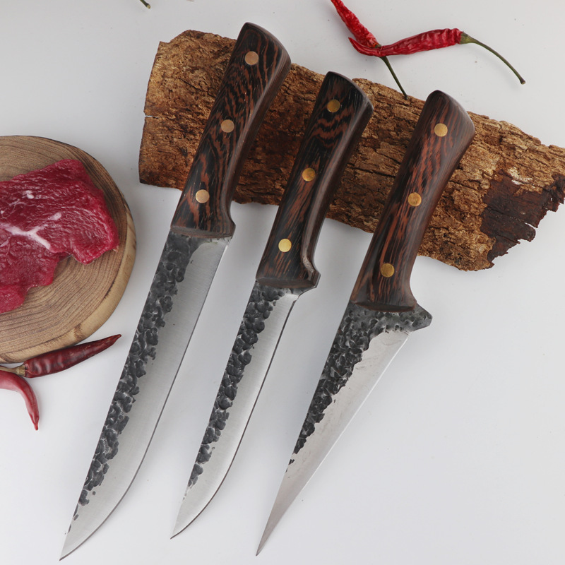 龙泉手工锻打锋利剃骨刀宰杀猪羊牛放血剃肉长尖刀屠夫肉摊分割肉刀龙