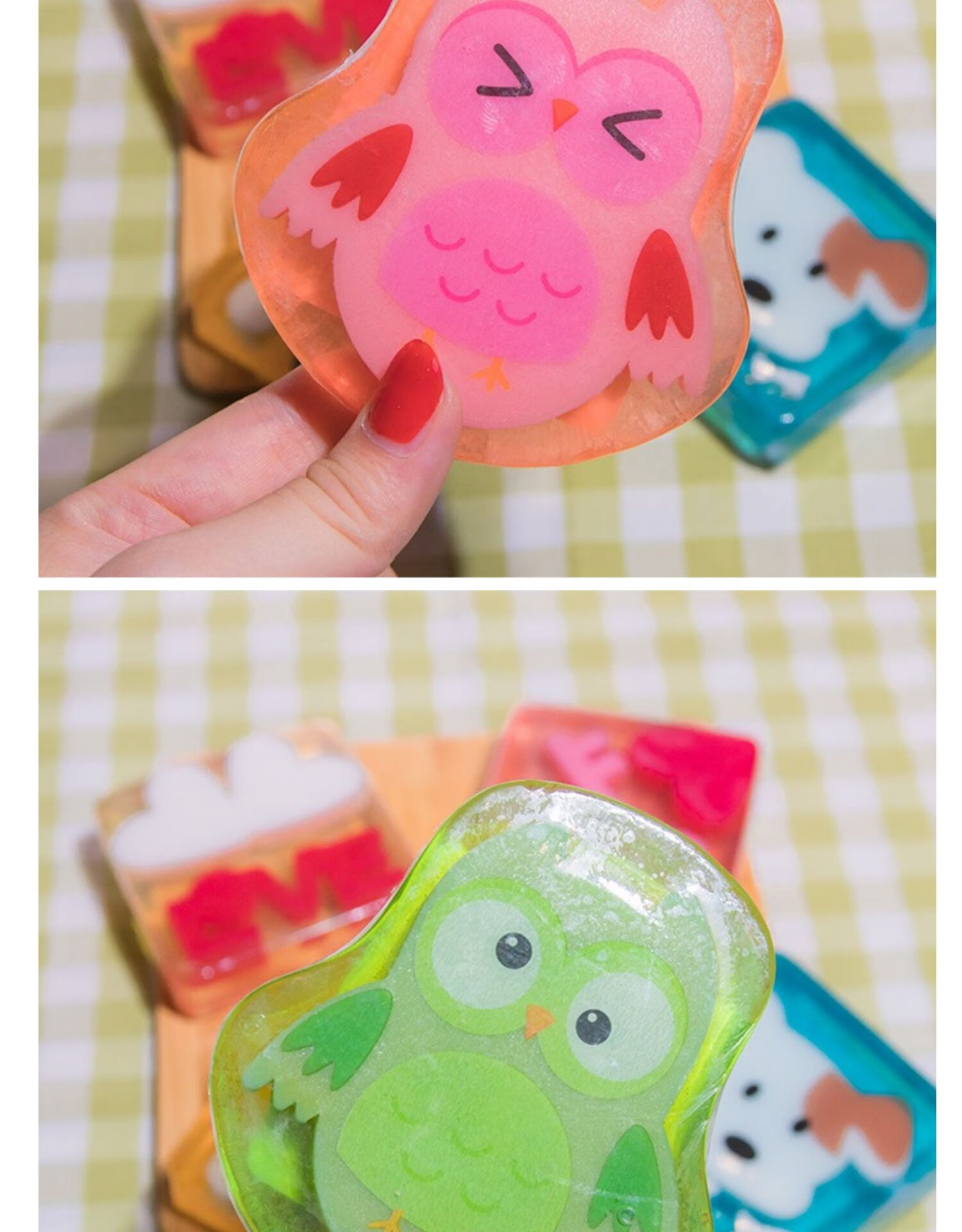 4块装可爱手工皂水果味肥皂润肤保湿卡通皂沐浴洗手香皂洗澡儿童精油