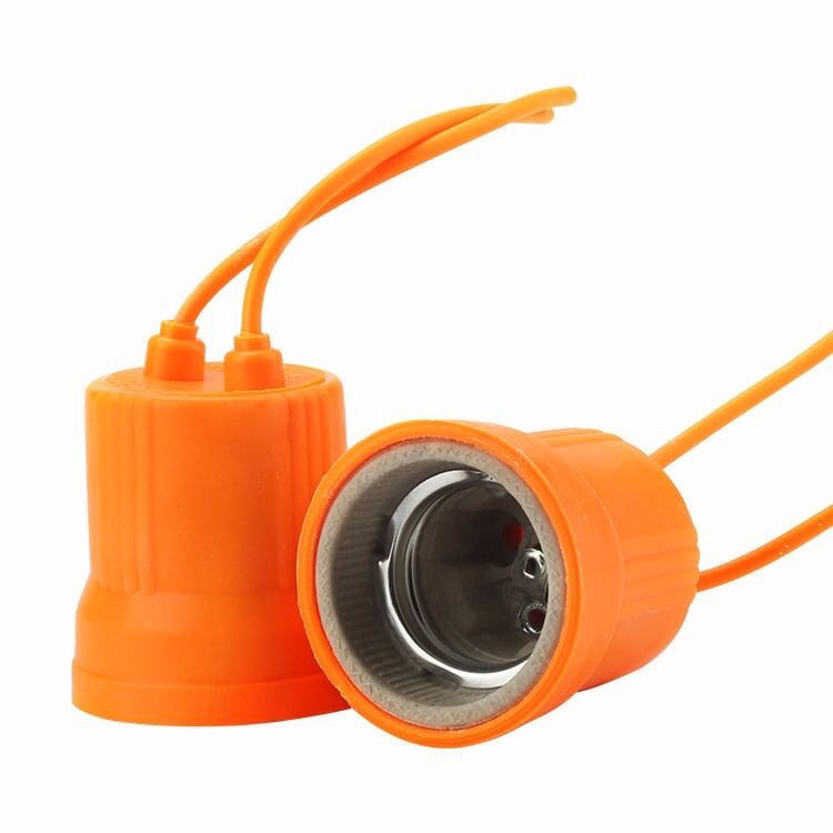 大功率防水防漏电e27带线陶瓷螺口悬吊家用底座灯座灯头耐高温普通